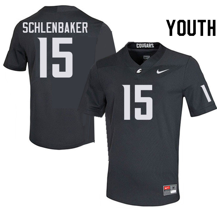 Youth #15 Djouvensky Schlenbaker Washington State Cougars College Football Jerseys Stitched-Charcoal